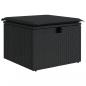 Preview: Gartenhocker mit Kissen Schwarz 55x55x37 cm Poly Rattan