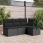 Preview: Gartenhocker mit Kissen Schwarz 55x55x37 cm Poly Rattan