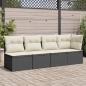 Preview: ARDEBO.de - Gartensofa mit Kissen 4-Sitzer Schwarz Poly Rattan