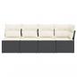 Preview: Gartensofa mit Kissen 4-Sitzer Schwarz Poly Rattan