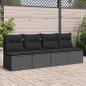 Preview: ARDEBO.de - Gartensofa mit Kissen 4-Sitzer Schwarz Poly Rattan