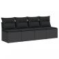 Preview: Gartensofa mit Kissen 4-Sitzer Schwarz Poly Rattan