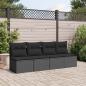 Preview: Gartensofa mit Kissen 4-Sitzer Schwarz Poly Rattan