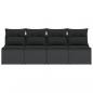 Preview: Gartensofa mit Kissen 4-Sitzer Schwarz Poly Rattan