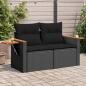 Preview: ARDEBO.de - Gartensofa mit Kissen 2-Sitzer Schwarz Poly Rattan