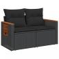 Preview: Gartensofa mit Kissen 2-Sitzer Schwarz Poly Rattan