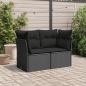 Preview: Gartensofa mit Kissen 2-Sitzer Schwarz Poly Rattan