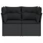 Preview: Gartensofa mit Kissen 2-Sitzer Schwarz Poly Rattan