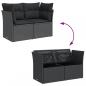 Preview: Gartensofa mit Kissen 2-Sitzer Schwarz Poly Rattan