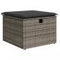 Preview: Gartenhocker mit Kissen Grau 55x55x37 cm Poly Rattan