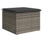 Preview: Gartenhocker mit Kissen Grau 55x55x37 cm Poly Rattan