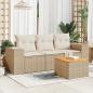 Preview: ARDEBO.de - 4-tlg. Garten-Sofagarnitur mit Kissen Beige Poly Rattan