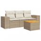 Preview: 4-tlg. Garten-Sofagarnitur mit Kissen Beige Poly Rattan