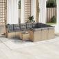 Preview: ARDEBO.de - 11-tlg. Garten-Sofagarnitur mit Kissen Beige Poly Rattan