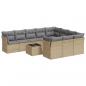 Preview: 11-tlg. Garten-Sofagarnitur mit Kissen Beige Poly Rattan