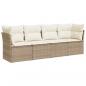 Preview: 4-tlg. Garten-Sofagarnitur mit Kissen Beige Poly Rattan