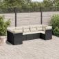 Preview: ARDEBO.de - 7-tlg. Garten-Sofagarnitur mit Kissen Schwarz Poly Rattan