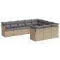 Preview: 10-tlg. Garten-Sofagarnitur mit Kissen Beige Poly Rattan