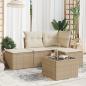 Preview: ARDEBO.de - 5-tlg. Garten-Sofagarnitur mit Kissen Beige Poly Rattan