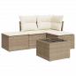 Preview: 5-tlg. Garten-Sofagarnitur mit Kissen Beige Poly Rattan