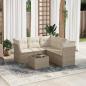 Preview: ARDEBO.de - 6-tlg. Garten-Sofagarnitur mit Kissen Beige Poly Rattan