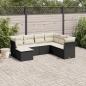 Preview: ARDEBO.de - 7-tlg. Garten-Sofagarnitur mit Kissen Schwarz Poly Rattan