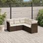 Preview: ARDEBO.de - 5-tlg. Garten-Sofagarnitur mit Kissen Braun Poly Rattan