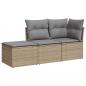 Preview: 3-tlg. Garten-Sofagarnitur mit Kissen Beige Poly Rattan