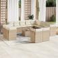 Preview: ARDEBO.de - 14-tlg. Garten-Sofagarnitur mit Kissen Beige Poly Rattan