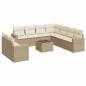 Preview: 10-tlg. Garten-Sofagarnitur mit Kissen Beige Poly Rattan