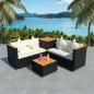 Preview: ARDEBO.de - 4-tlg. Garten-Lounge-Set mit Auflagen Poly Rattan Schwarz