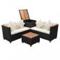 Preview: 4-tlg. Garten-Lounge-Set mit Auflagen Poly Rattan Schwarz