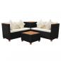 Preview: 4-tlg. Garten-Lounge-Set mit Auflagen Poly Rattan Schwarz