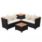 Preview: 4-tlg. Garten-Lounge-Set mit Auflagen Poly Rattan Schwarz