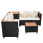 Preview: 4-tlg. Garten-Lounge-Set mit Auflagen Poly Rattan Schwarz