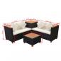 Preview: 4-tlg. Garten-Lounge-Set mit Auflagen Poly Rattan Schwarz