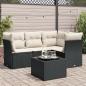 Preview: ARDEBO.de - 5-tlg. Garten-Sofagarnitur mit Kissen Schwarz Poly Rattan