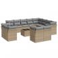 Preview: 13-tlg. Garten-Sofagarnitur mit Kissen Beige Poly Rattan