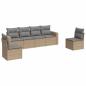 Preview: 6-tlg. Garten-Sofagarnitur mit Kissen Beige Poly Rattan