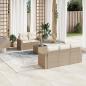 Preview: ARDEBO.de - 6-tlg. Garten-Sofagarnitur mit Kissen Beige Poly Rattan