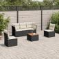 Preview: ARDEBO.de - 6-tlg. Garten-Sofagarnitur mit Kissen Schwarz Poly Rattan