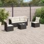 Preview: ARDEBO.de - 6-tlg. Garten-Sofagarnitur mit Kissen Schwarz Poly Rattan