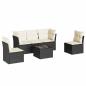 Preview: 6-tlg. Garten-Sofagarnitur mit Kissen Schwarz Poly Rattan