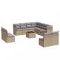 Preview: 12-tlg. Garten-Sofagarnitur mit Kissen Beige Poly Rattan