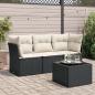 Preview: ARDEBO.de - 4-tlg. Garten-Sofagarnitur mit Kissen Schwarz Poly Rattan