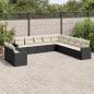 Preview: ARDEBO.de - 11-tlg. Garten-Sofagarnitur mit Kissen Schwarz Poly Rattan