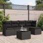 Preview: ARDEBO.de - 6-tlg. Garten-Sofagarnitur mit Kissen Schwarz Poly Rattan