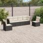 Preview: ARDEBO.de - 6-tlg. Garten-Sofagarnitur mit Kissen Schwarz Poly Rattan