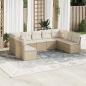 Preview: ARDEBO.de - 9-tlg. Garten-Sofagarnitur mit Kissen Beige Poly Rattan