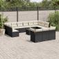 Preview: ARDEBO.de - 14-tlg. Garten-Sofagarnitur mit Kissen Schwarz Poly Rattan